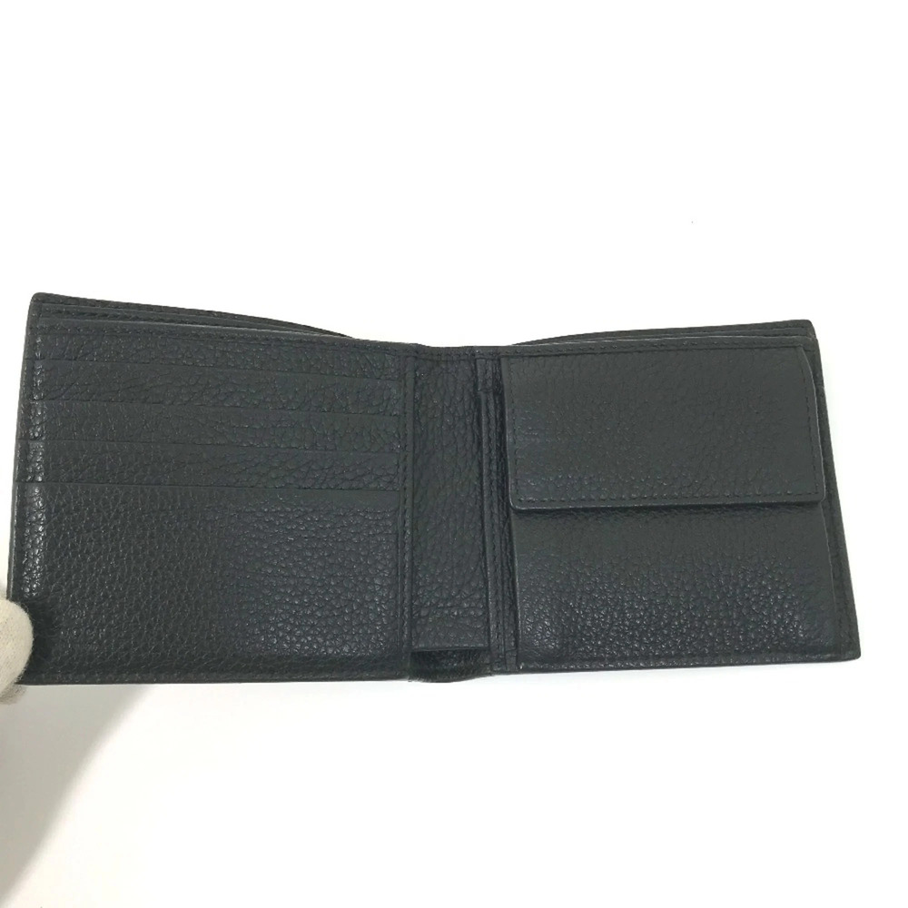GUCCI 496316 Printed Compact Wallet Bi-fold Leather Men's Black E-240626-5 - Picture 7 of 13